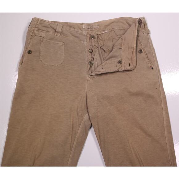 Ralph Lauren X RLX Tan Jersey Knit Distressed Relaxed Fit Button-Fly Pants 36 - Picture 5 of 11